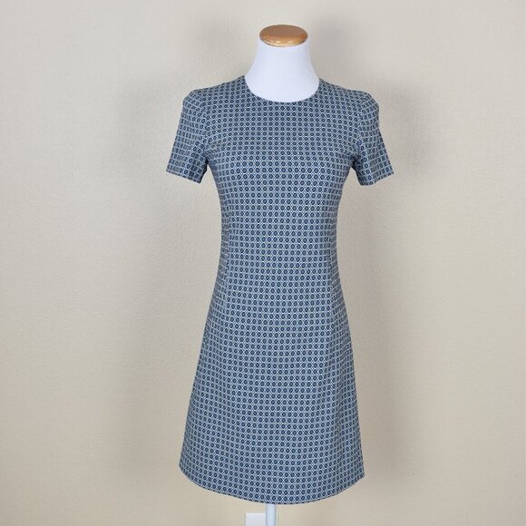 Theory Jatinn Hex Wool Printed Short Sleeve Dress - 2 - Picture 1 of 9